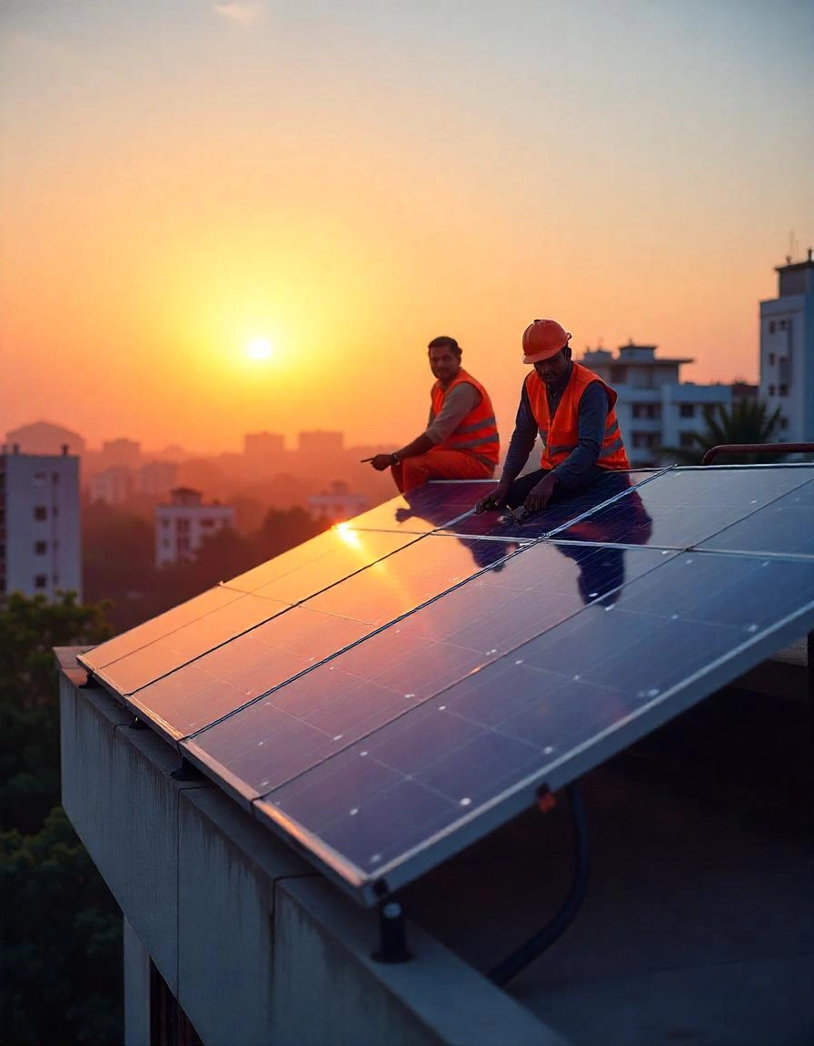 Housing society solar installation by Nigaran Solar - Slide 1